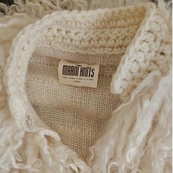 MARNI Knits Runway White Curly Wool Knit Coat Sweater Shaggy Sheep Fur Handmade - Picture 7 of 8